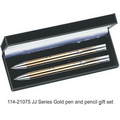 JJ Series Pen and Pencil Gift Set in Black Velvet Gift Box - Gold